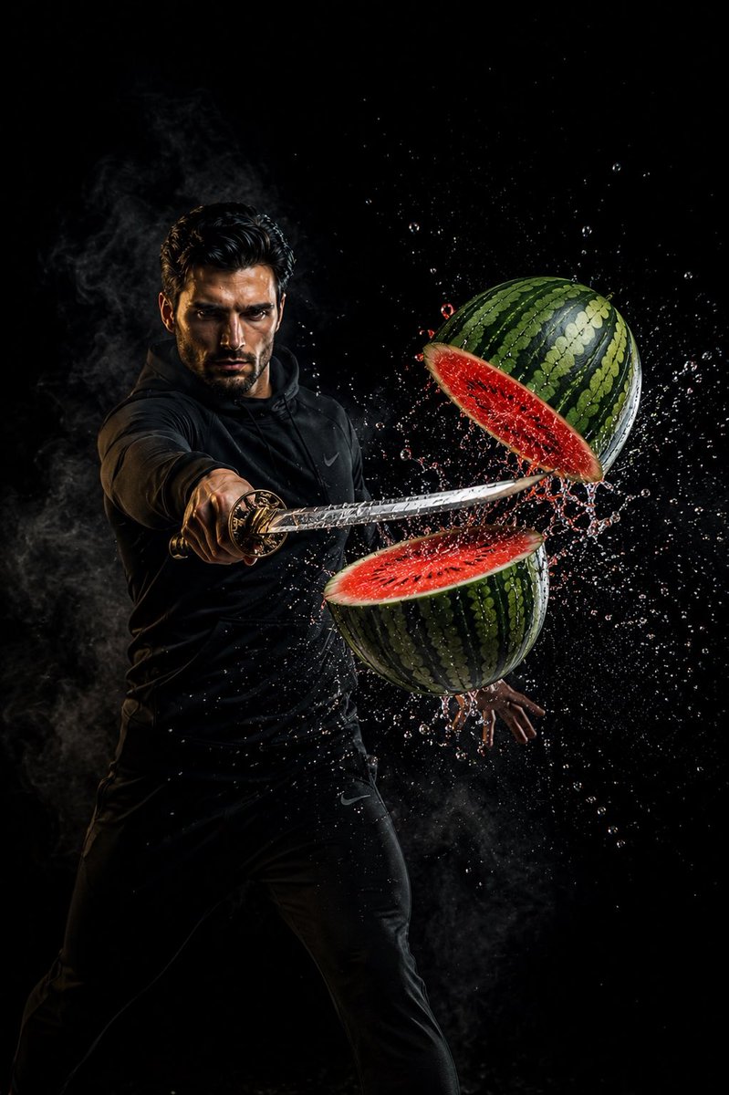 Action Samurai Fruit Slicing - AI image template preview