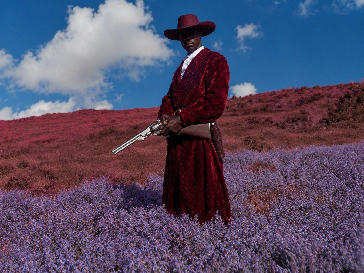 Surreal Crimson Cowboy Portrait - AI image template preview
