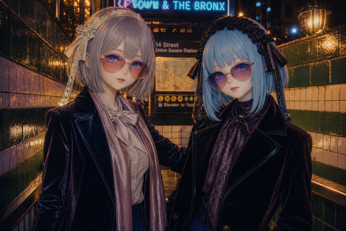 Gothic Lolita Subway Fashion Portrait - AI image template preview
