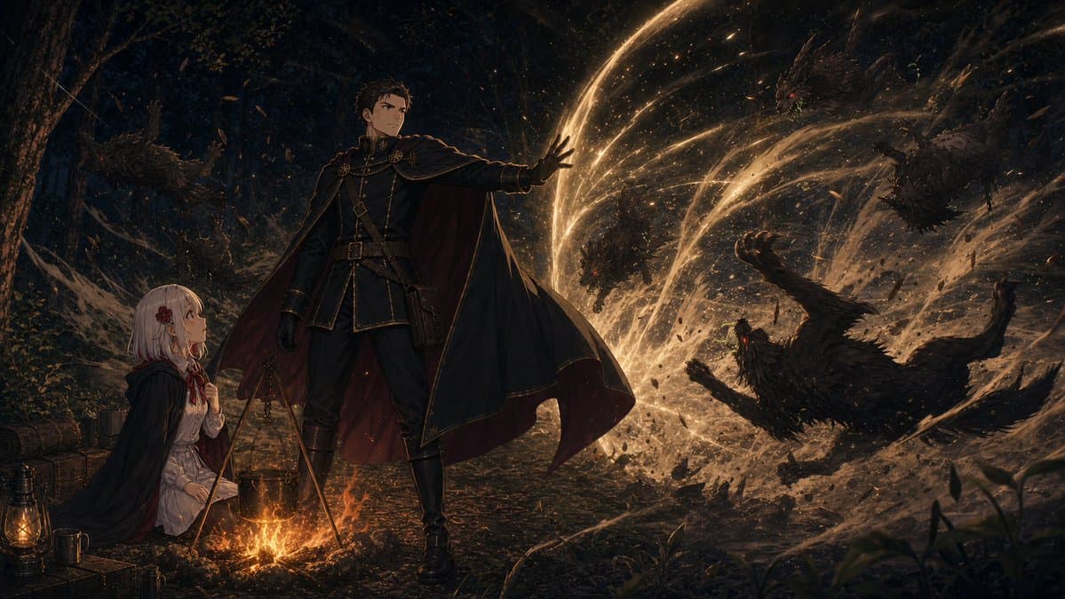 Forest Camp Magic Battle - AI image template preview