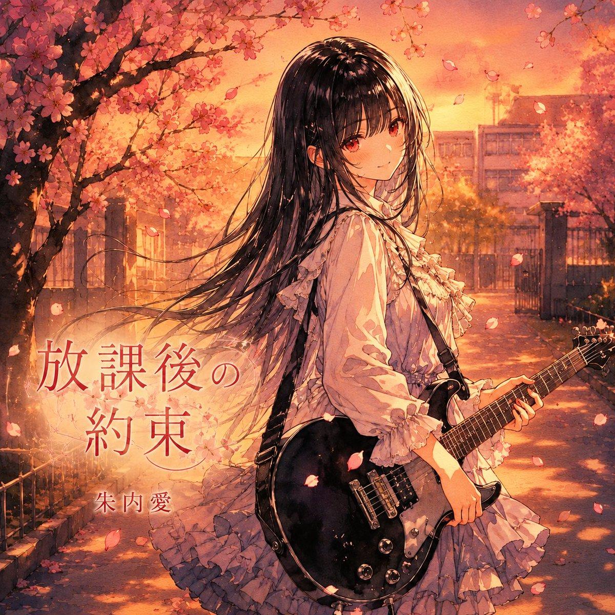 Anime Cherry Blossom Rock Album Cover - AI image template preview