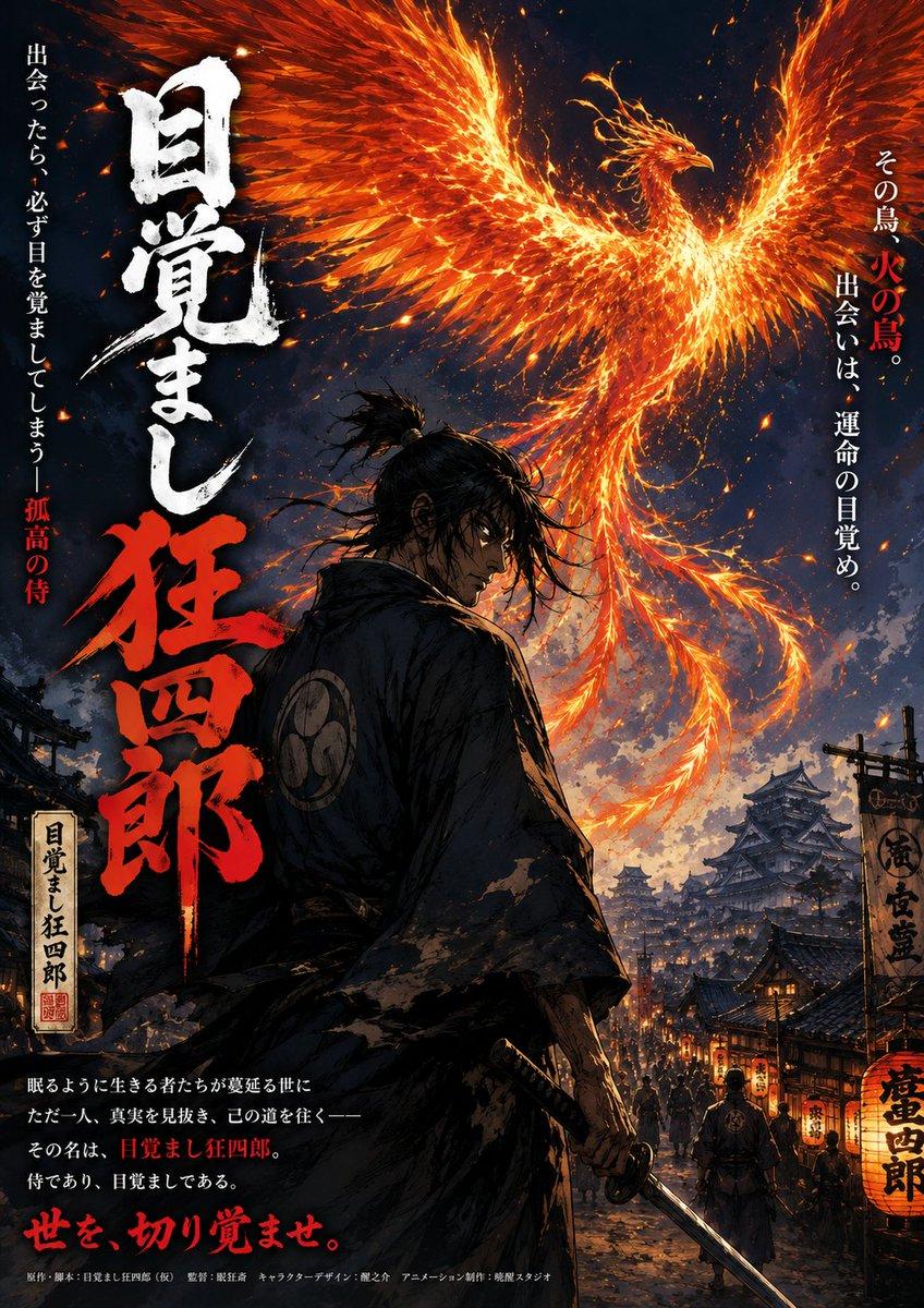Fire Phoenix Samurai Poster - AI image template preview