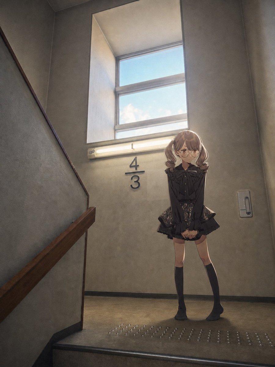 Anime Girl Stairwell Composite - AI image template preview