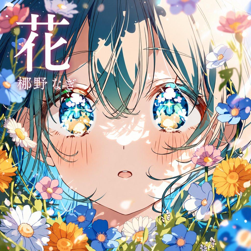 Flower-Framed Anime Cover Portrait - AI image template preview