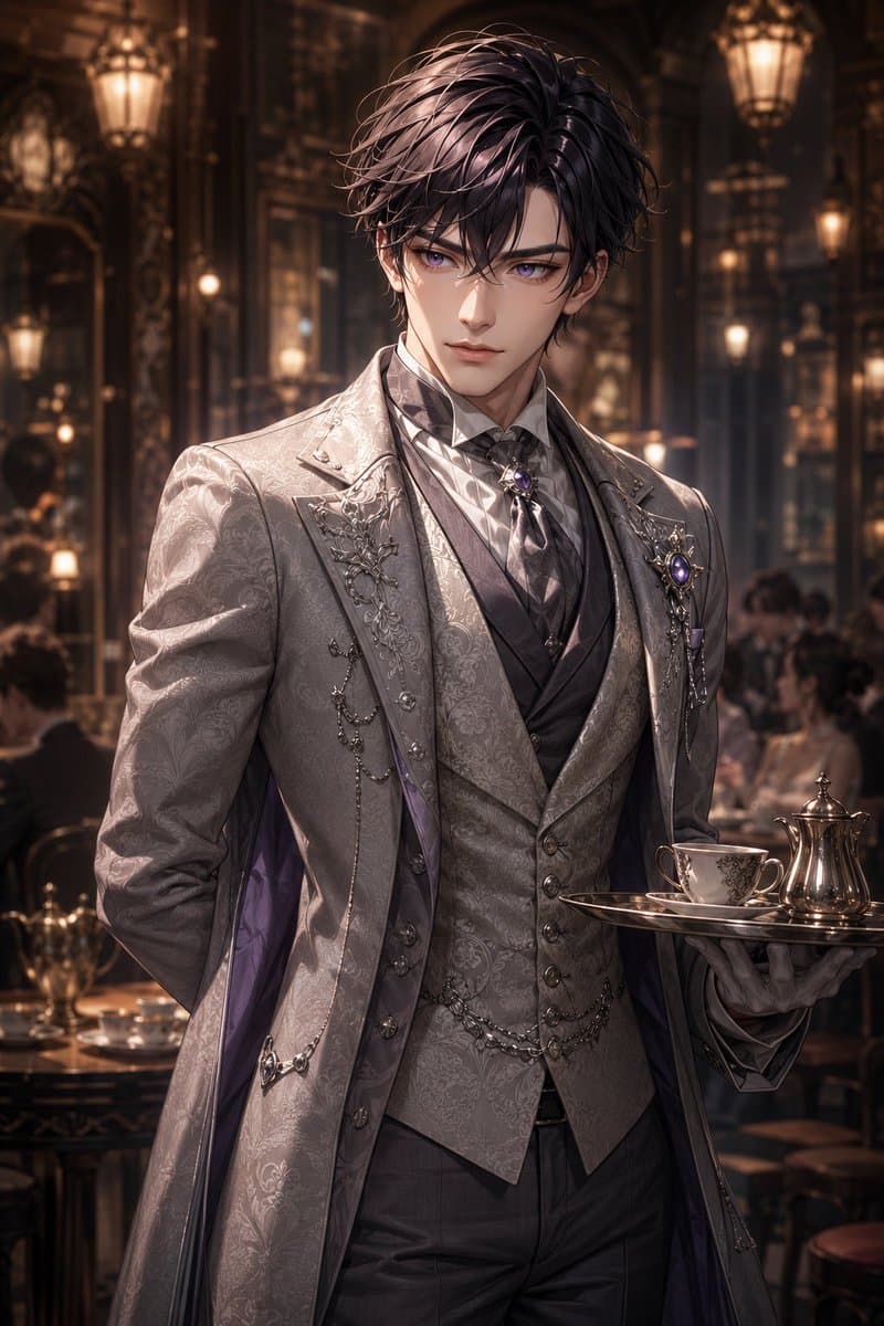 Damask Gothic Butler Portrait - AI image template preview