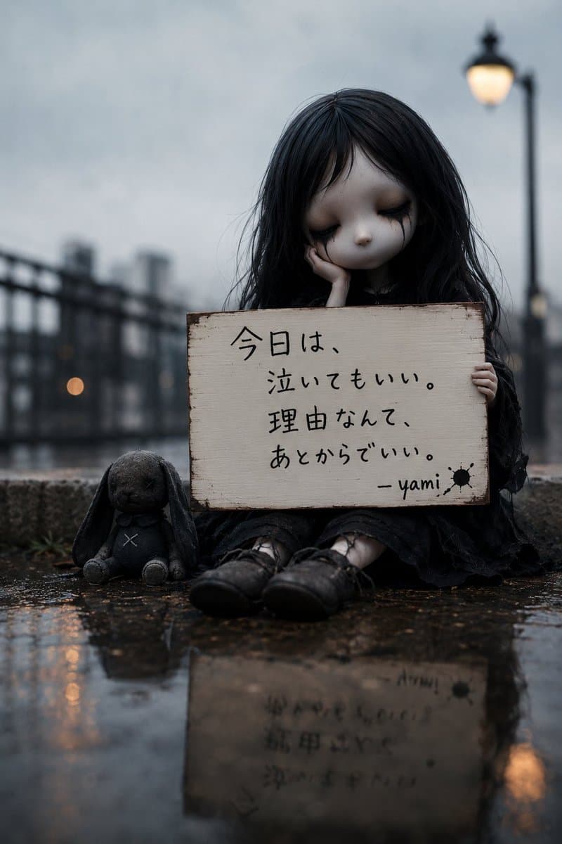 Gothic Rainy Yami Sign Portrait - AI image template preview