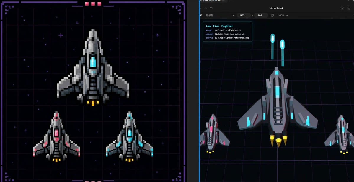 Pixel Fighter to 3D Asset Sheet - AI image template preview