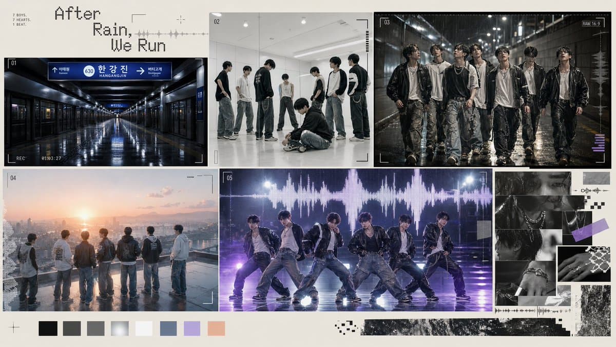 Rainy K-Pop Boy Group Moodboard preview