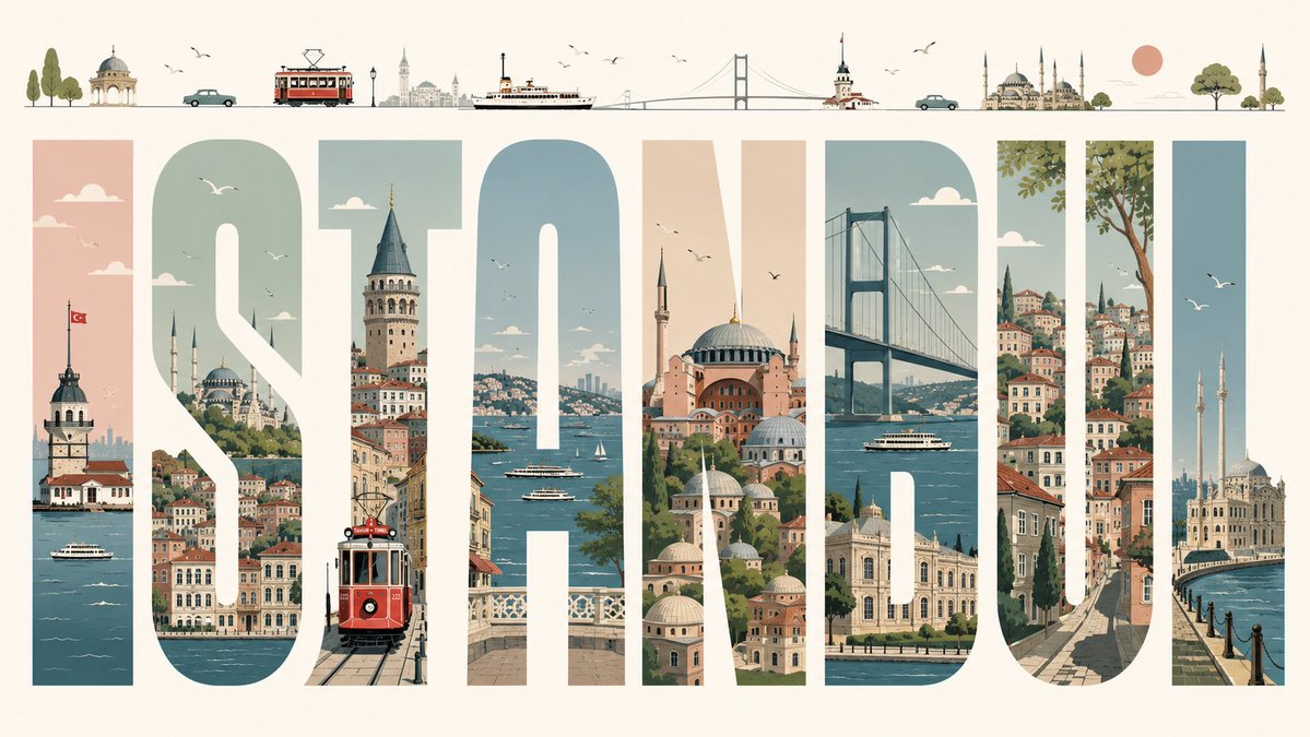 Istanbul Typographic Travel Poster - AI image template preview