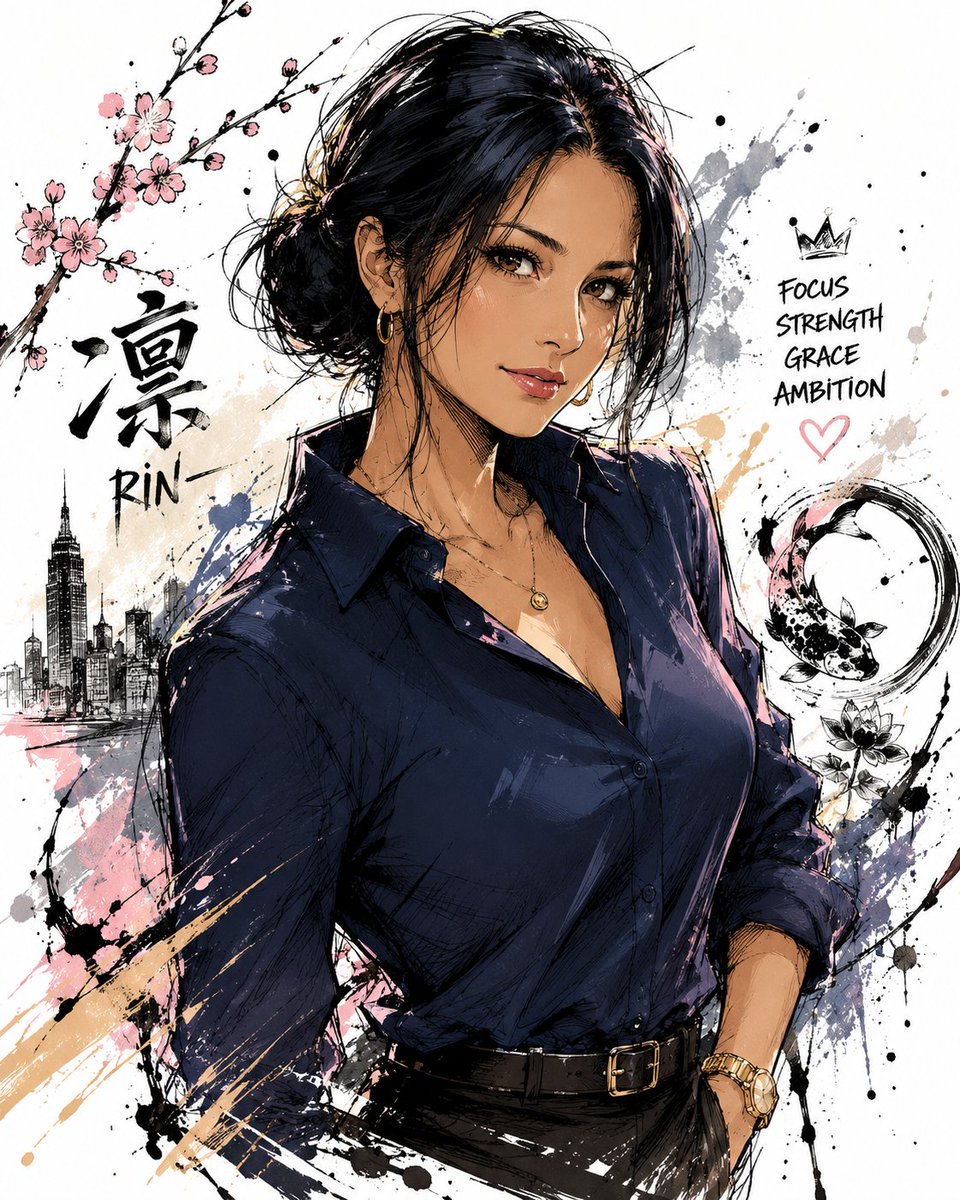 Japanese Ink Illustration Style - AI image template preview