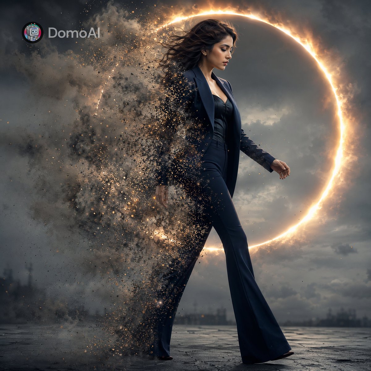 Cinematic Disintegration Fashion - AI image template preview