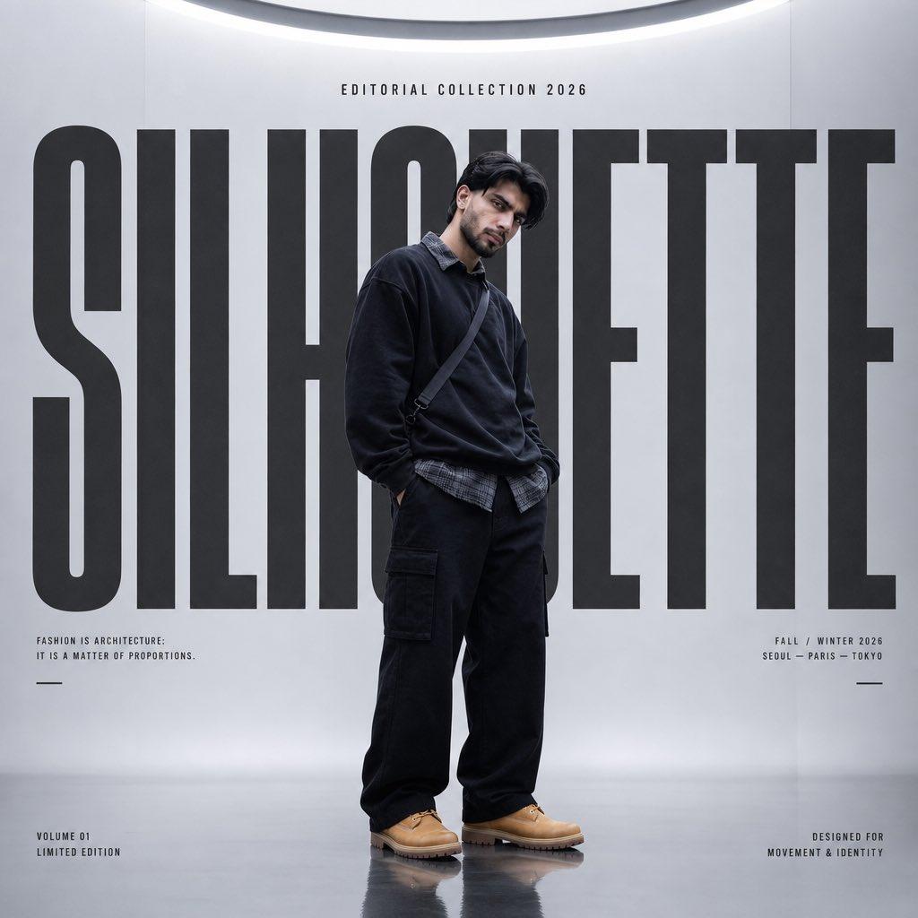 Silhouette High Fashion Editorial Poster - AI image template preview