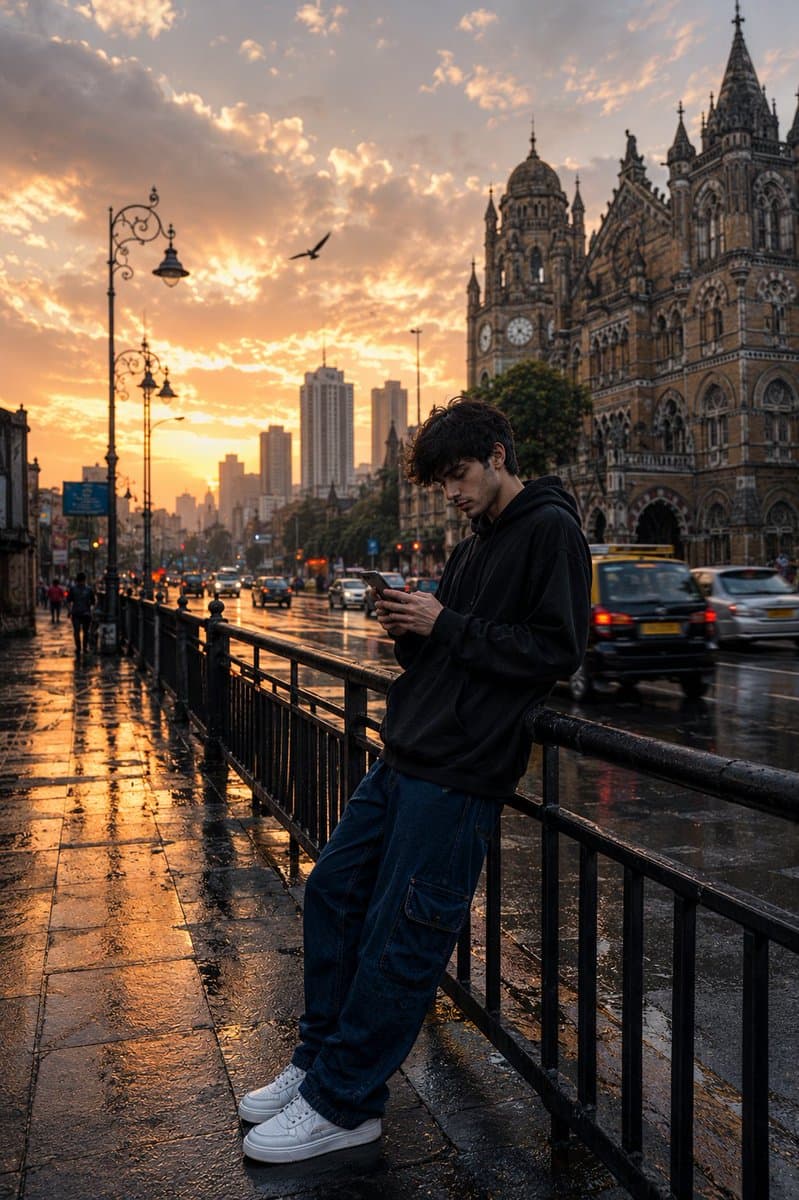 Mumbai Rainy Street Photography - AI image template preview