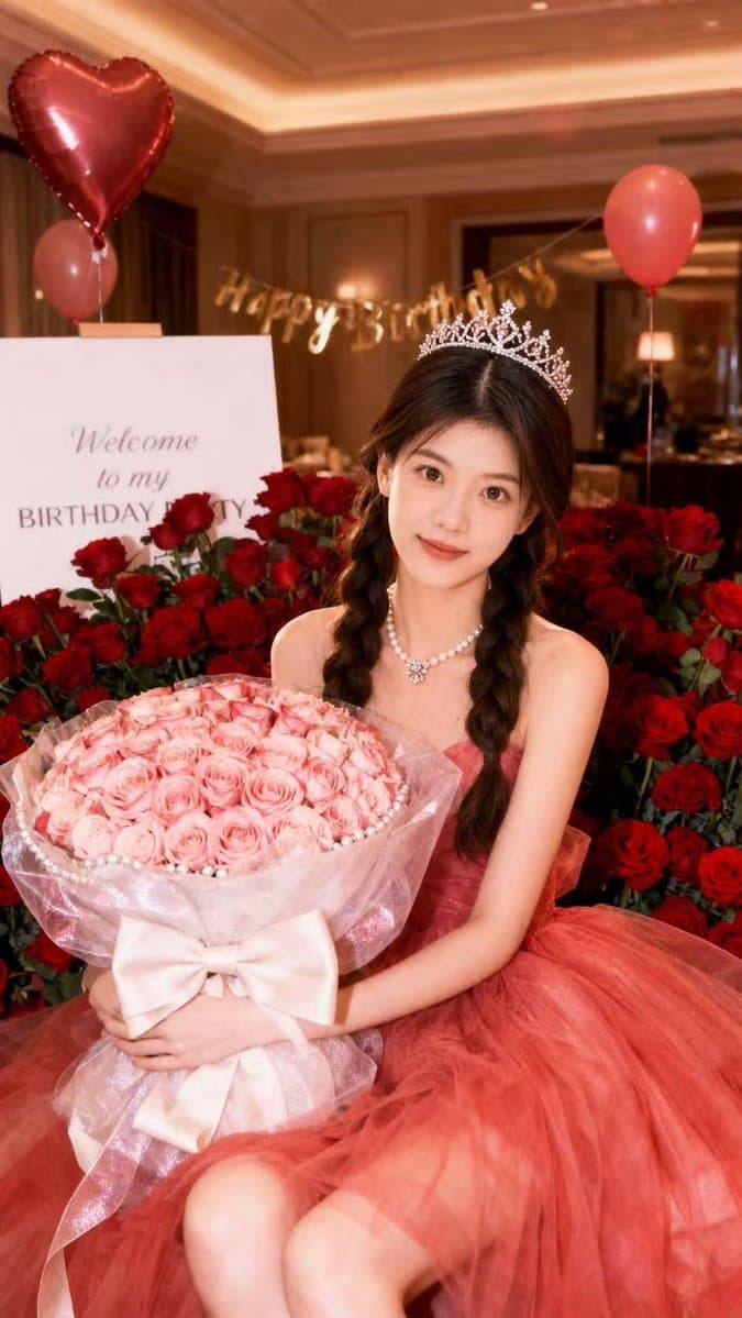 Dreamy Birthday Princess Portrait - AI image template preview