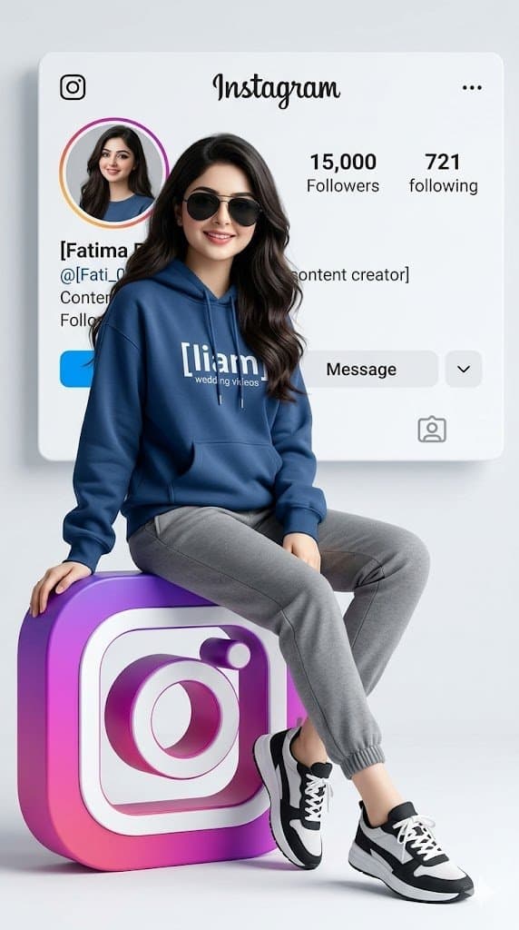 Realistic 3D Social Media Profile - AI image template preview