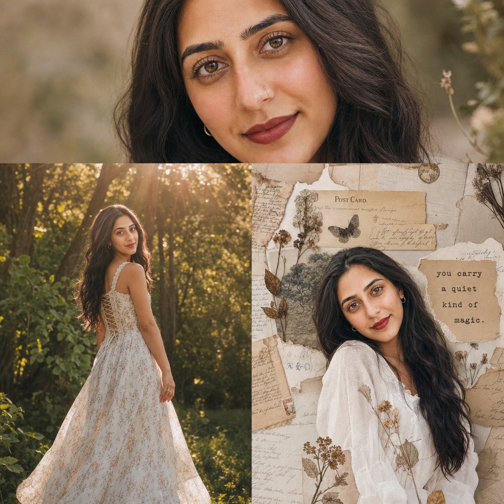 Nostalgic Vintage Collage Portrait - AI image template preview