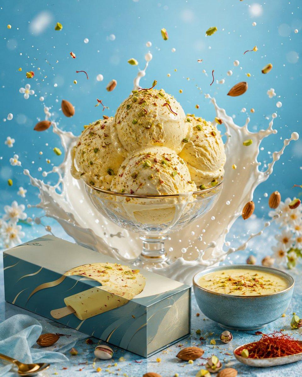 Premium Ice Cream Splash Advertisement - AI image template preview