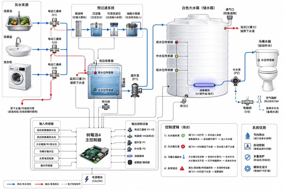 Residential Greywater Recycling Schematic - AI image template preview
