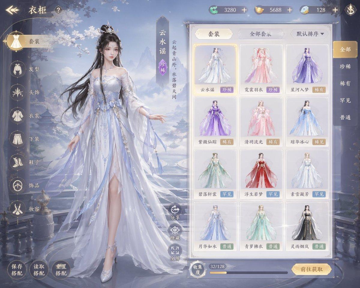 Xianxia Game Character Wardrobe Interface - AI image template preview