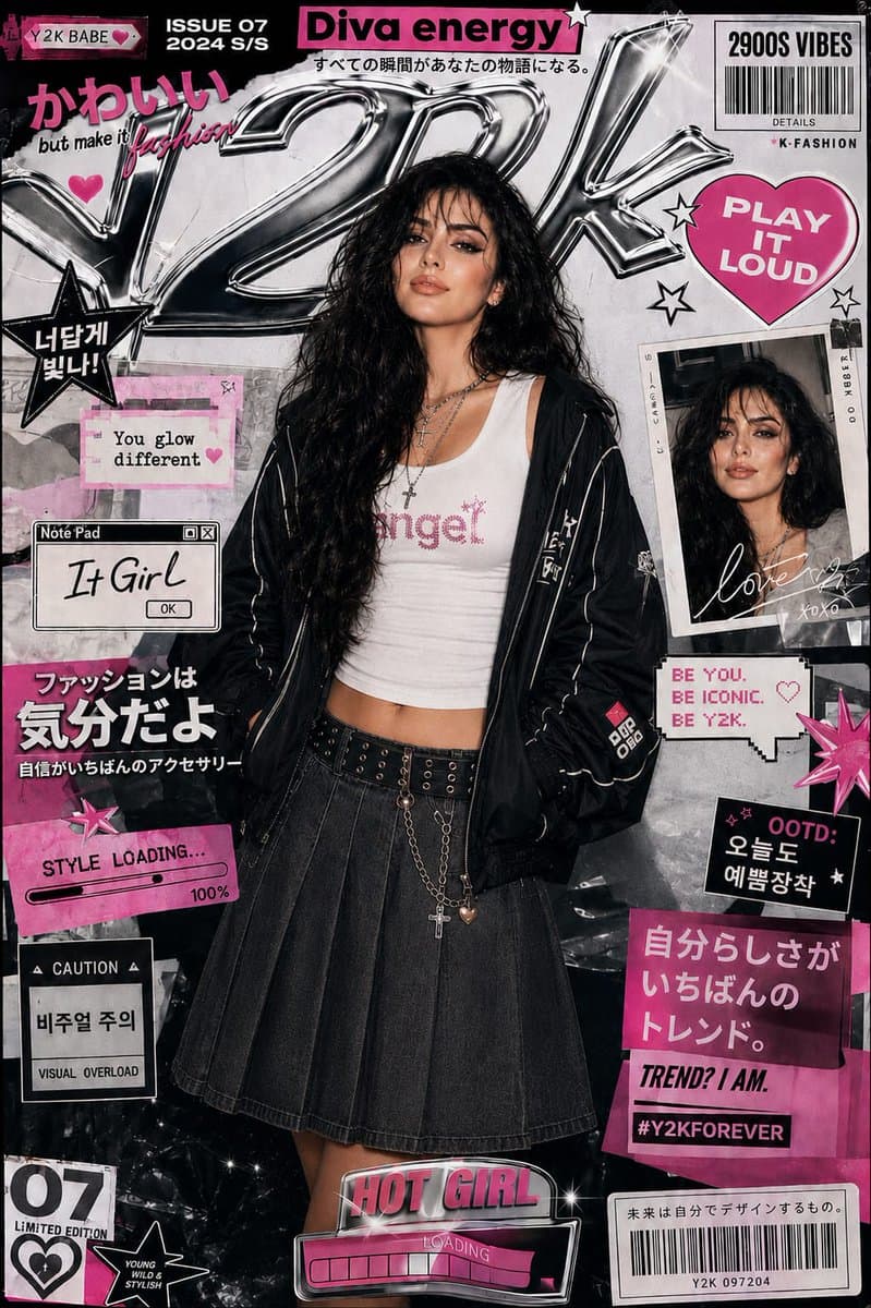Y2K Style K-Fashion Poster - AI image template preview