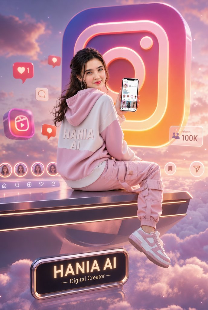Floating Instagram Creator Portrait - AI image template preview
