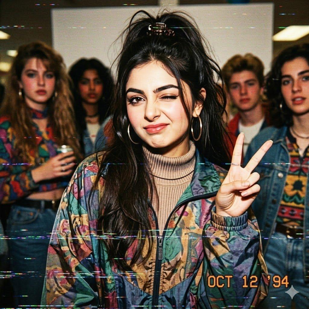VHS 90s Mall Teen Group Portrait - AI image template preview