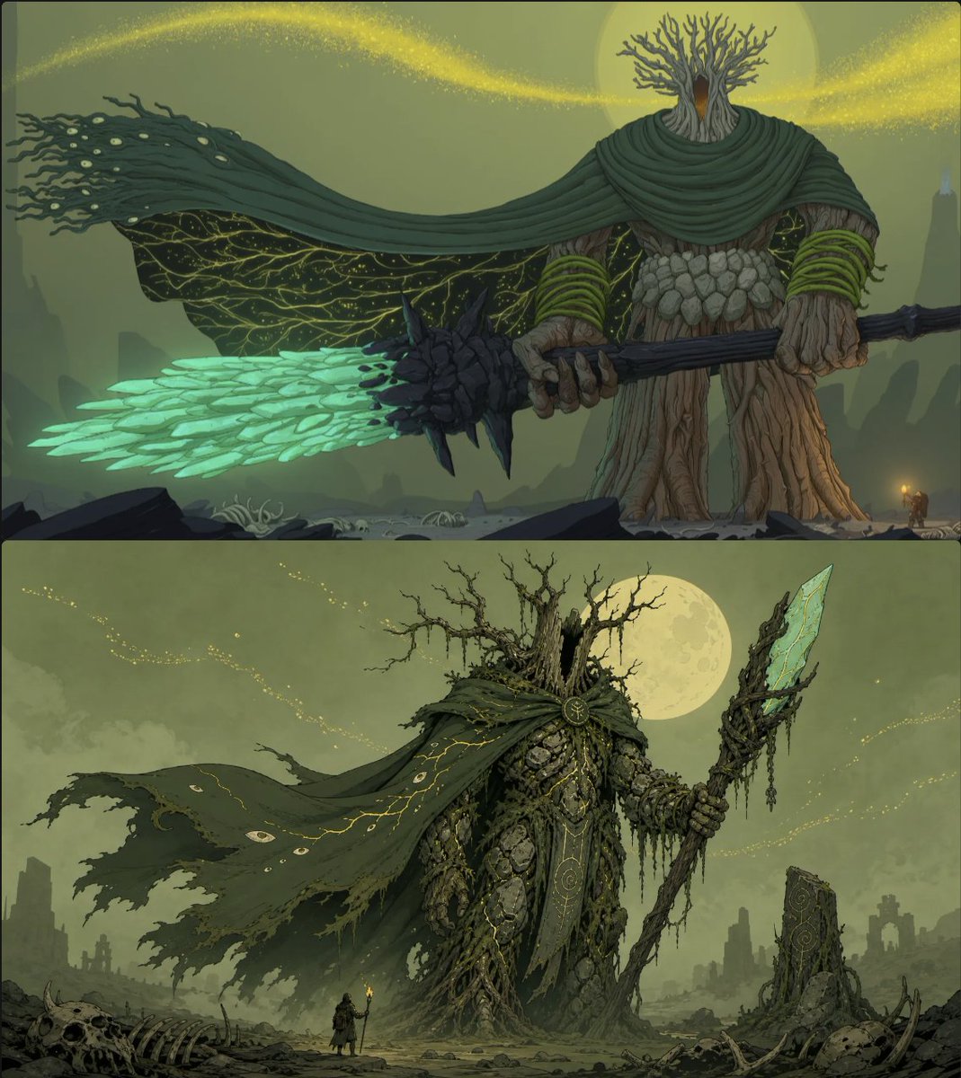 Moonlit Forest Guardian Diptych - AI image template preview