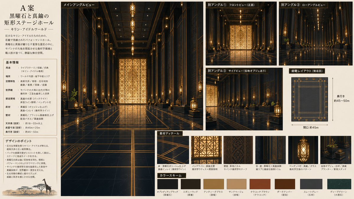 Obsidian Brass Stage Hall Sheet - AI image template preview