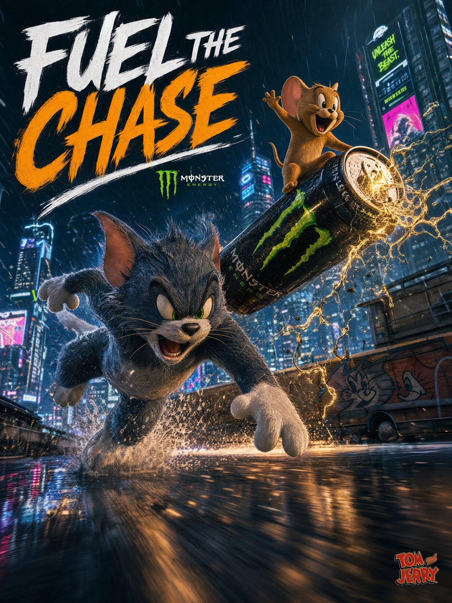 Tom and Jerry Energy Drink Ad - AI image template preview