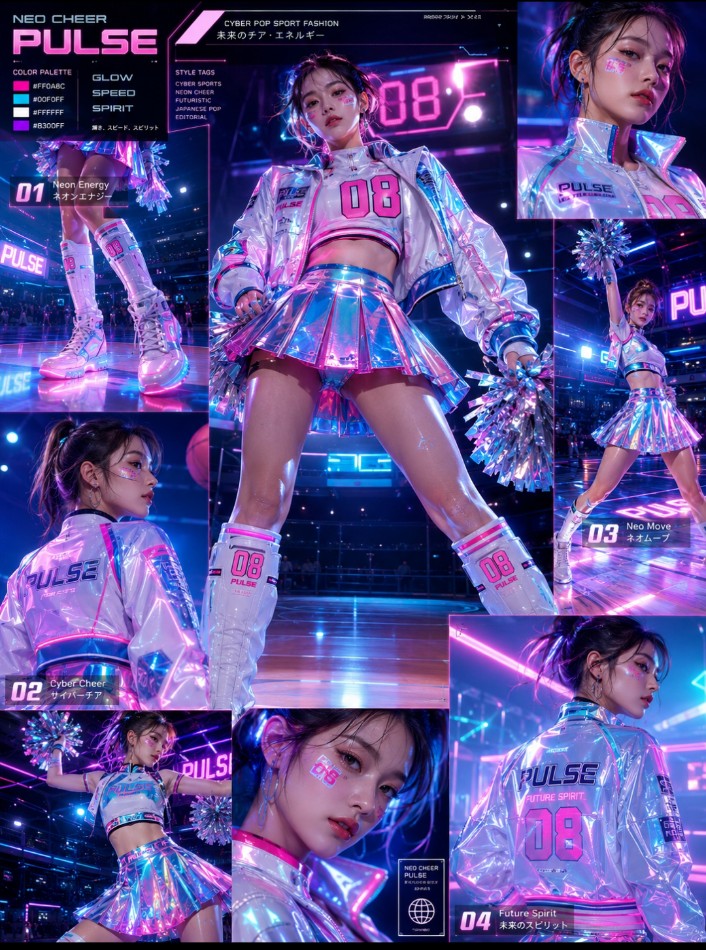Cheerleader Fashion Catalog Board - AI image template preview