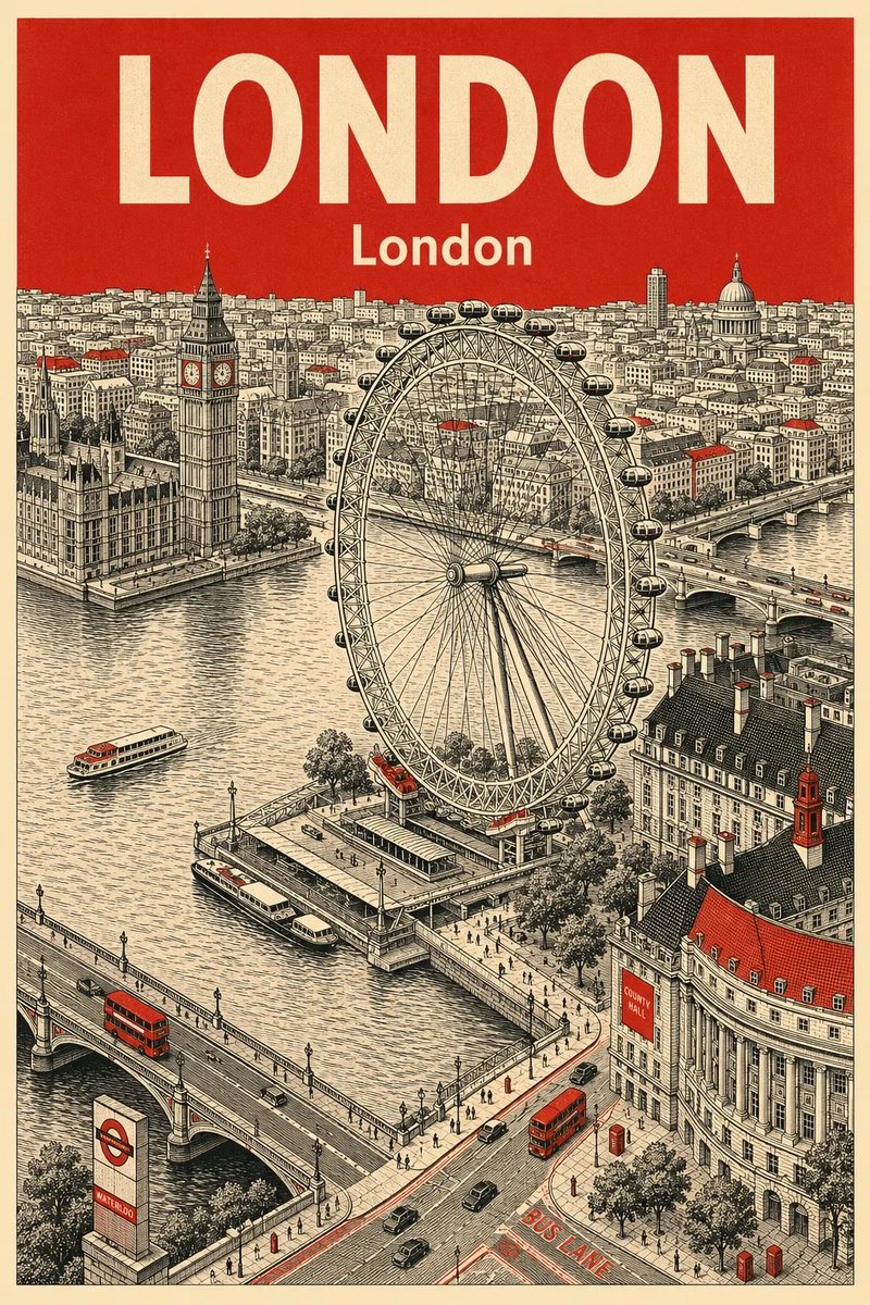 Vintage Travel Poster Illustration - AI image template preview