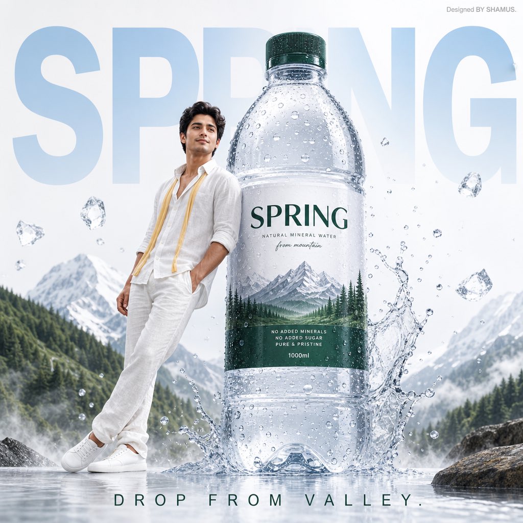Premium Mineral Water Advertisement - AI image template preview
