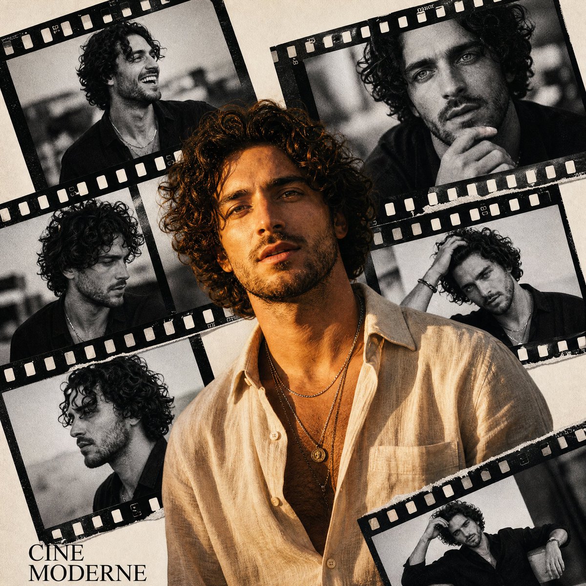 Retro Cinema Portrait Collage - AI image template preview
