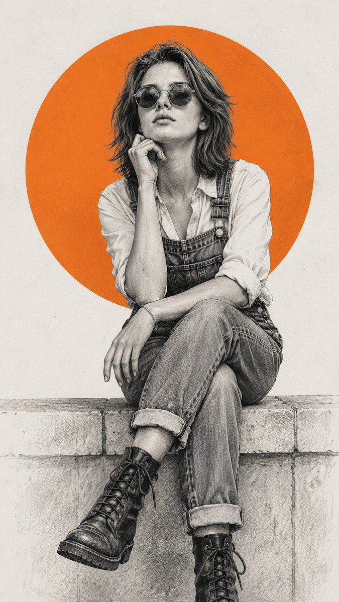 Pencil Sketch Fashion Illustration - AI image template preview