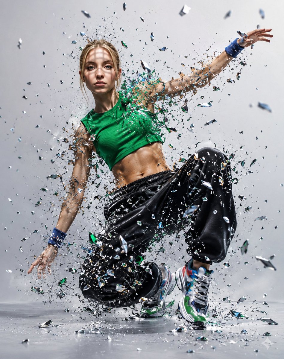 Glass Shard Dance Action Portrait - AI image template preview