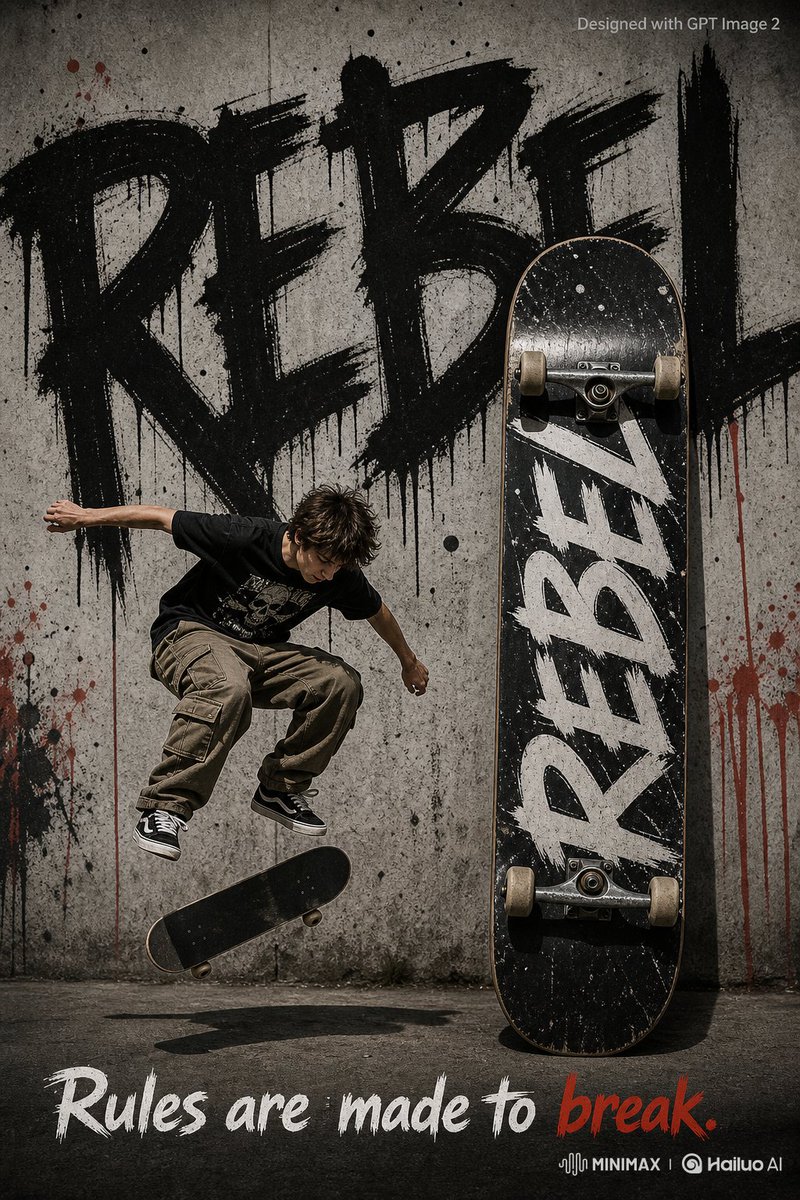 Rebel Urban Skateboard Advertisement Poster - AI image template preview