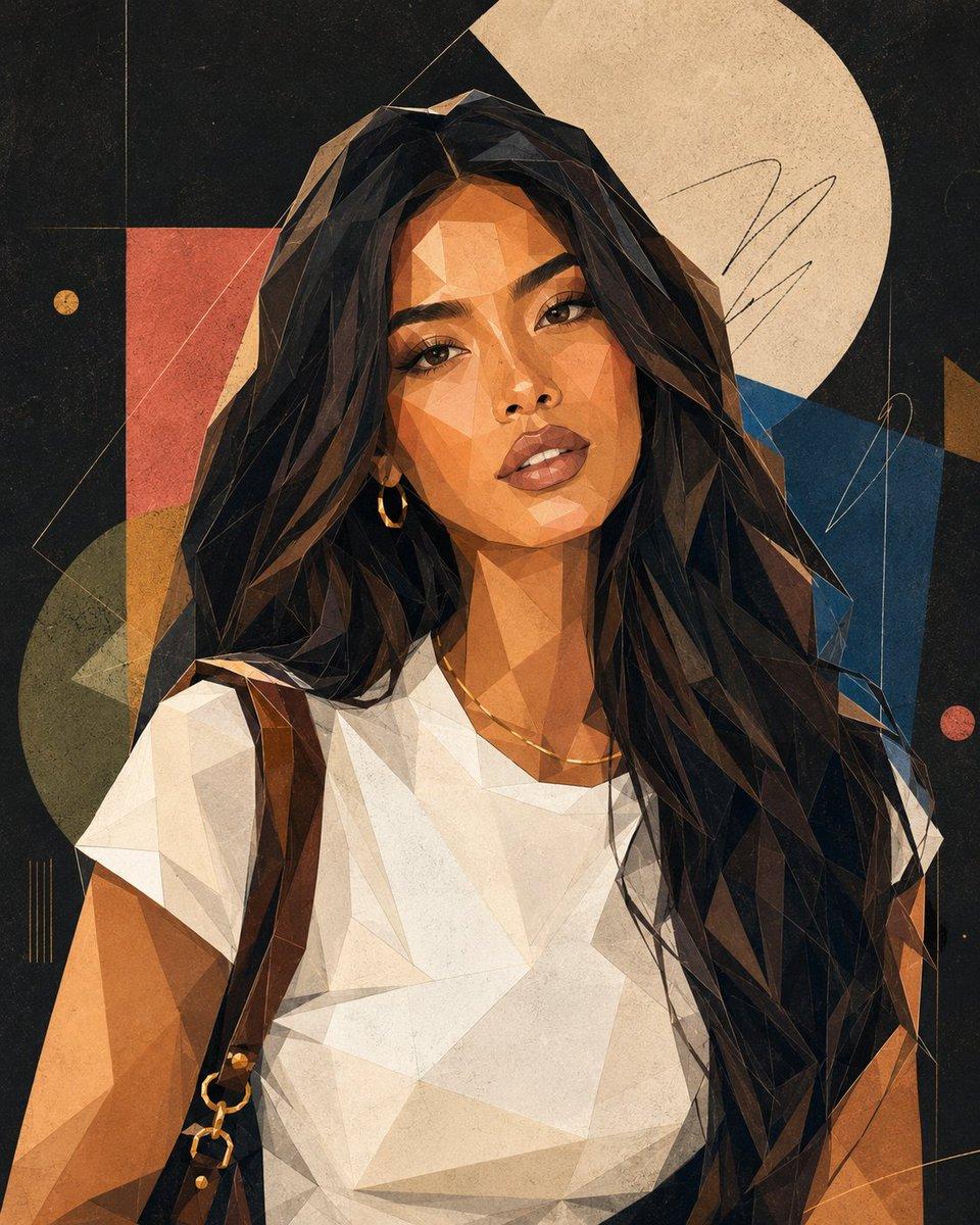 Modern Geometric Polygon Portrait - AI image template preview
