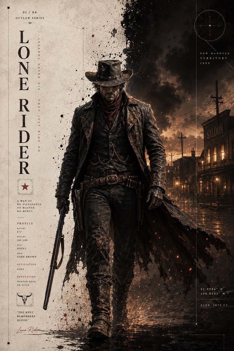 Dark Western Outlaw Poster - AI image template preview