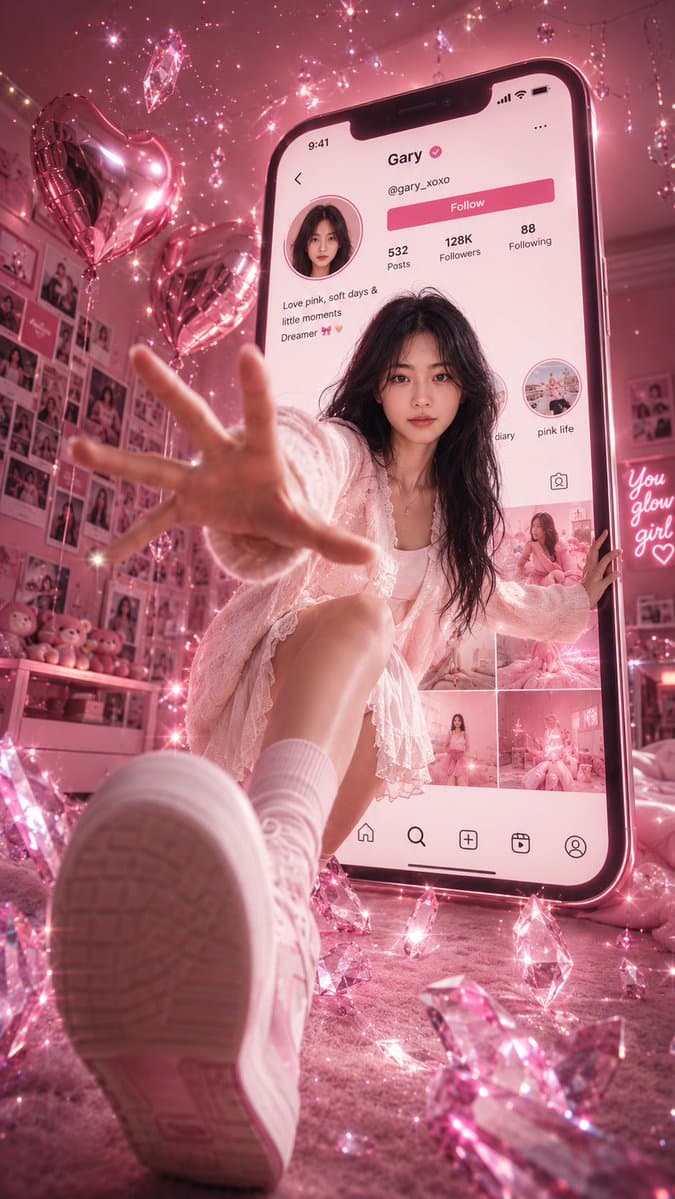 Surreal Pink Social Media Poster - AI image template preview