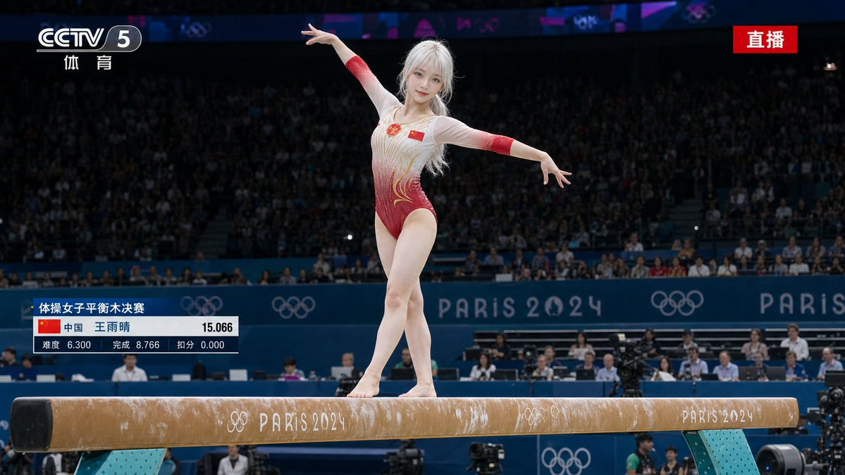 Olympic Gymnast Broadcast - AI image template preview