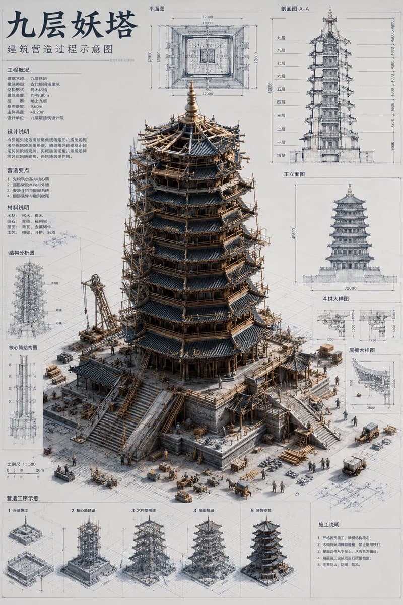 Architectural Miniature Blueprint Draft - AI image template preview