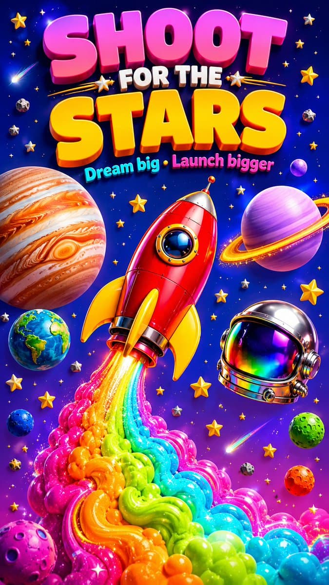 3D Retro Futurism Space Poster - AI image template preview