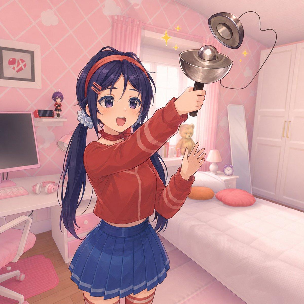 Anime Girl Spinning Top Mishap - AI image template preview