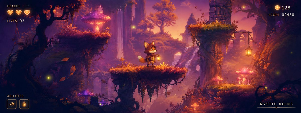 Mystic Ruins Platformer Screenshot - AI image template preview