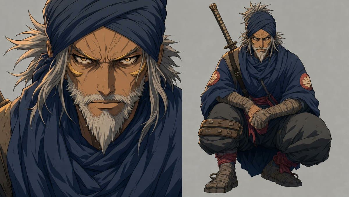 Faceless Shinobi Character Redesign - AI image template preview