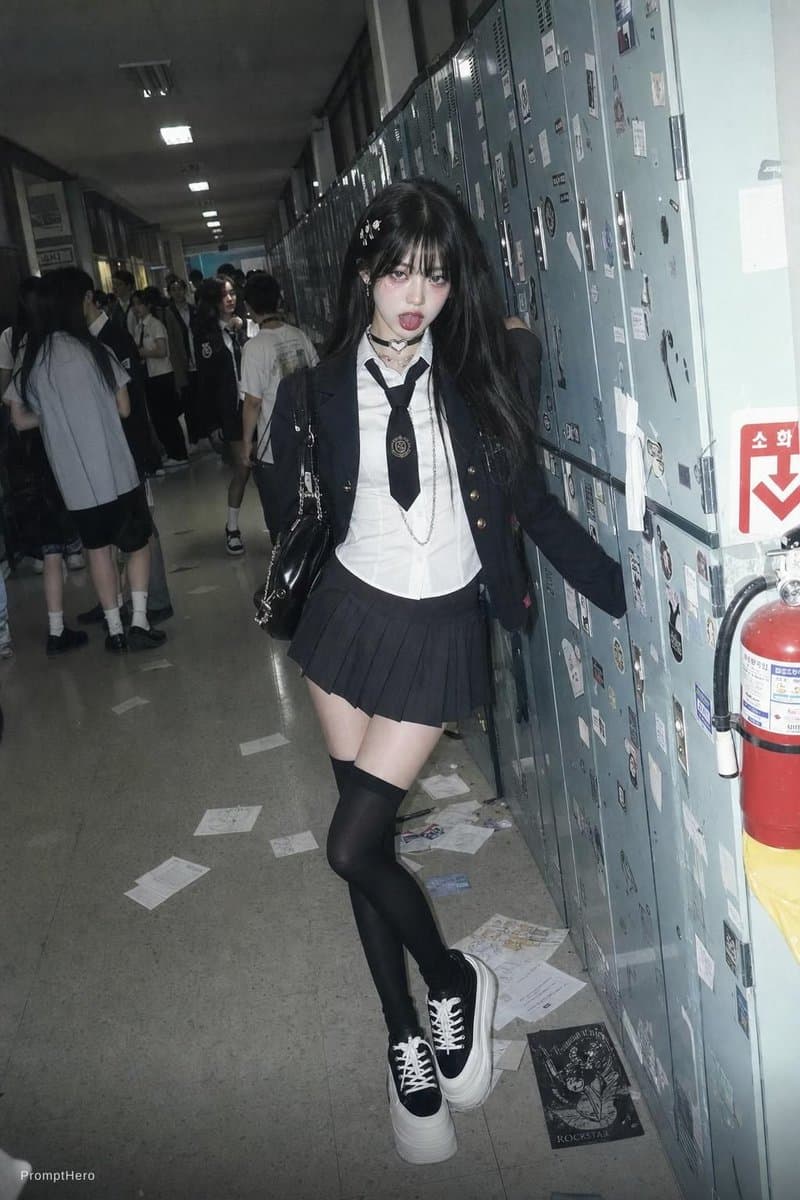 Flash Photo School Hallway Uniform - AI image template preview