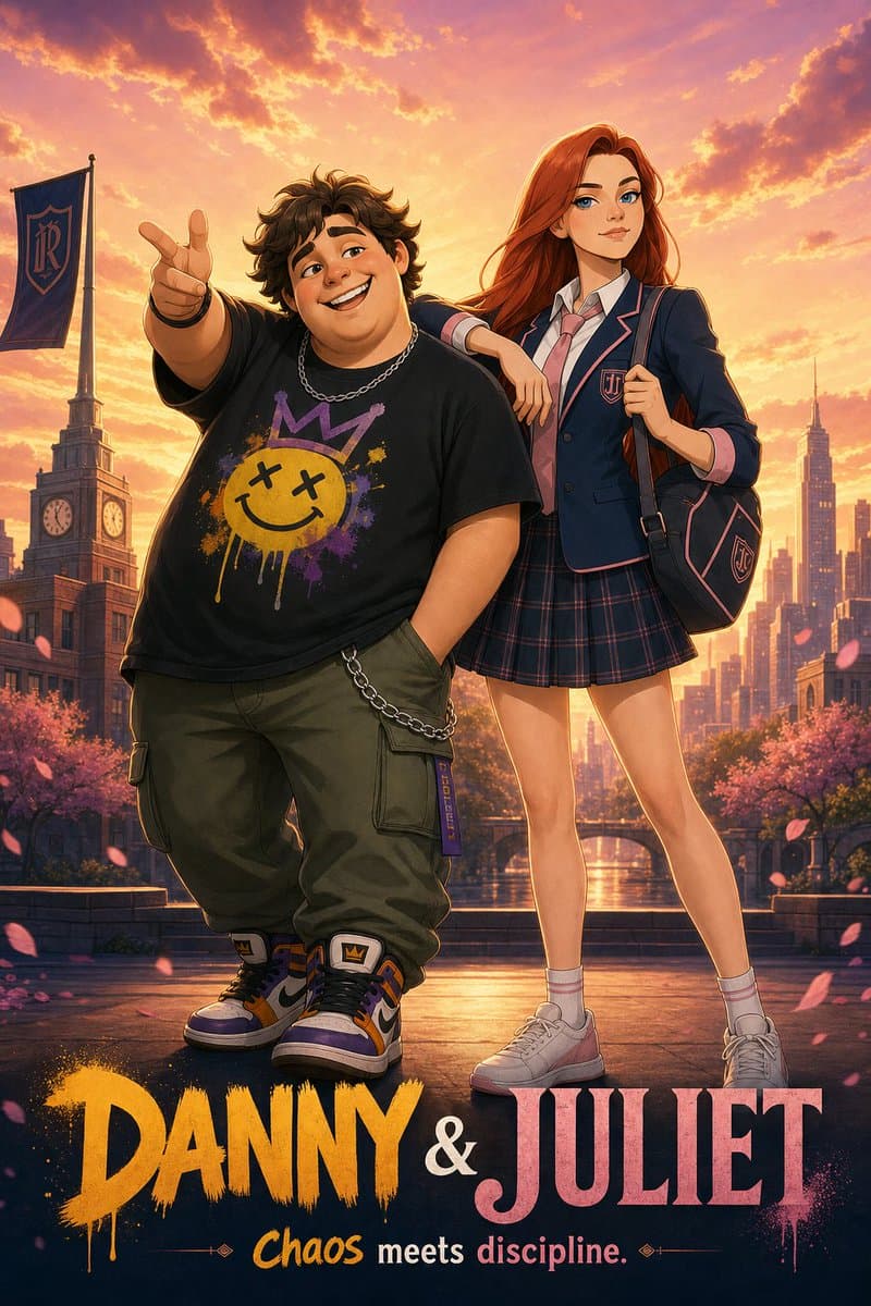 Anime Duo School Poster - AI image template preview