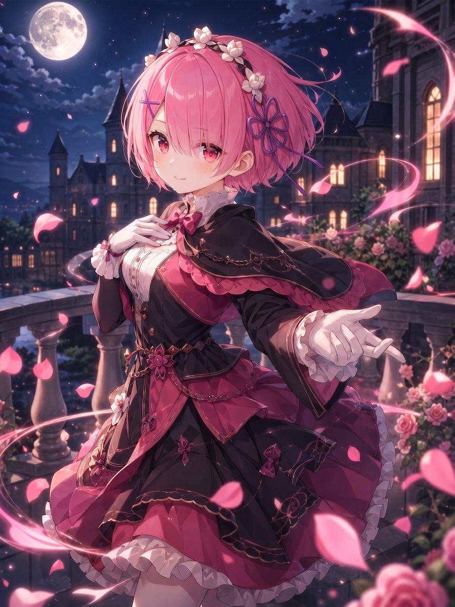 Moonlit Gothic Lolita Balcony - AI image template preview