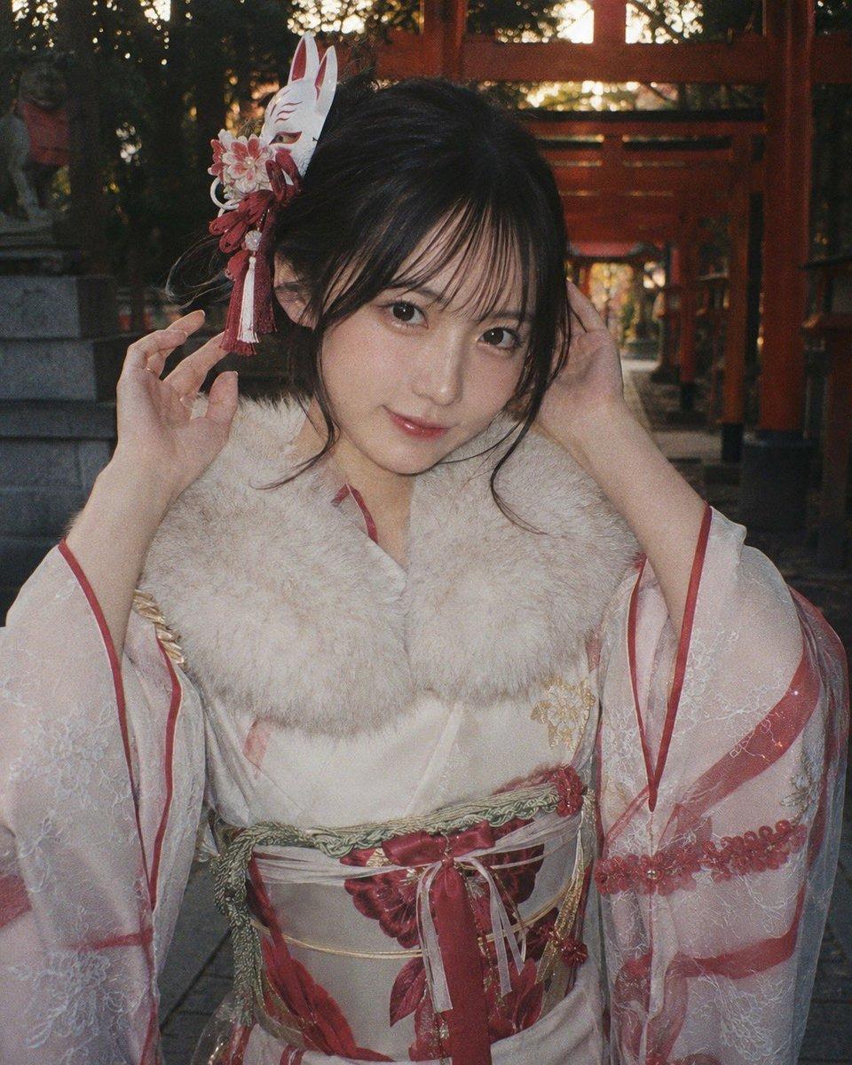 Censored Shrine Kimono Portrait - AI image template preview