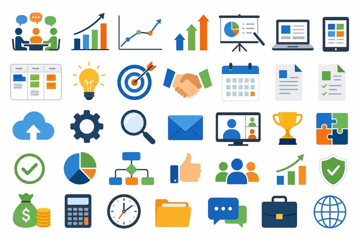 Business Presentation Icon Set - AI image template preview
